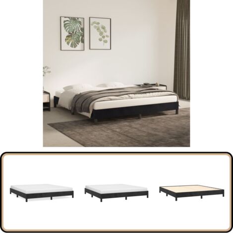 Bettgestell ohne Matratze Schwarz 180x200 cm Samt - Samtbettwäsche - Doppelbett - Boxspringbett - Bettrahmen Schwarz - Bettgestell