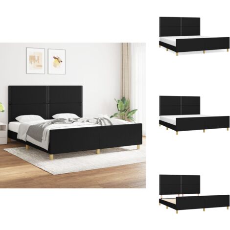 Bettgestell ohne Matratze Schwarz 180x200 cm Stoff - Bettsofa - Boxspringbetten - Doppelbett - Lattenrost - Schlafzimmermöbel