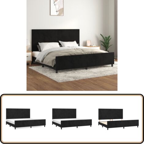 Bettgestell ohne Matratze Schwarz 200x200 cm Samt - Samtbettwäsche - Bettsofa - Boxspringbett - Doppelbett - Hochbett
