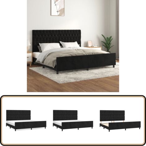 Bettgestell ohne Matratze Schwarz 200x200 cm Samt - Samtbettwäsche - Bettsofa - Boxspringbett - Doppelbett - Hochbett