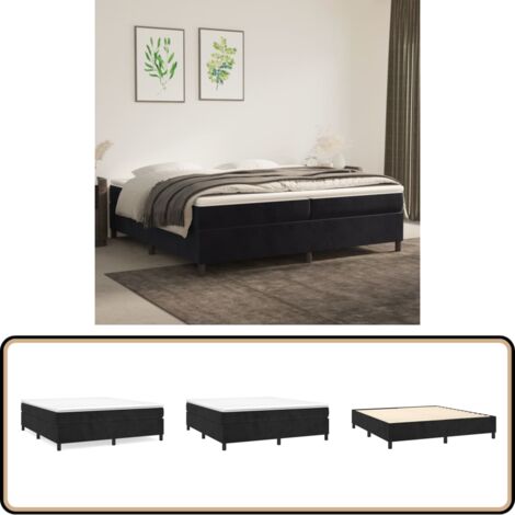 Bettgestell ohne Matratze Schwarz 200x200 cm Samt - Samtbettwäsche - Doppelbett - Boxspringbett - Schlafzimmer Dekoration - Luxusbett