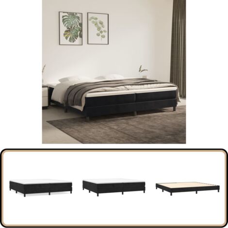 Bettgestell ohne Matratze Schwarz 200x200 cm Samt - Samtbettwäsche - Doppelbett - Boxspringbett - Schlafzimmer Dekoration - Schwarzes Bett