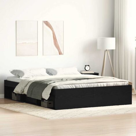 Bettgestell ohne Matratze Schwarz Eichen-Optik 160x200 cm vidaXL