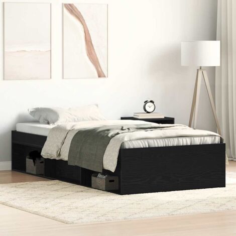 Bettgestell ohne Matratze Schwarz Eichen-Optik 90x200 cm vidaXL