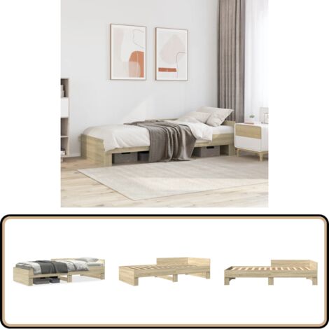 Bettgestell ohne Matratze Sonoma-Eiche 75x190 cm Holzwerkstoff - Holzbettfassungen - Betten Günstig Kaufen - Doppelbett Gestell - Lattenrost - Jugendzimmer Möbel