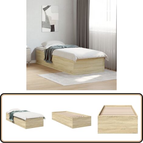 Bettgestell ohne Matratze Sonoma-Eiche 75x190 cm Holzwerkstoff - Holzbettfassungen - Bettkörper - Lattenrost - Doppelbett - Einzelbett