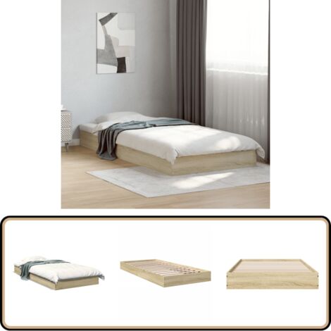 Bettgestell ohne Matratze Sonoma-Eiche 75x190 cm Holzwerkstoff - Holzbettfassungen - Bettrahmen - Lattenrost - Doppelbett - Einzelbett