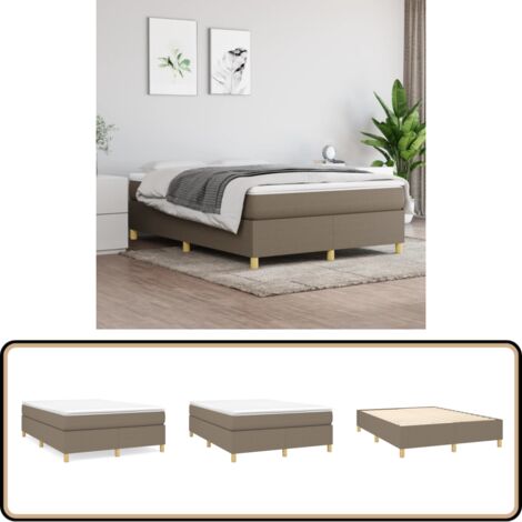 Bettgestell ohne Matratze Taupe 140x200 cm Stoff - Bettes Gestell - Doppelbett - Lattenrost - Holzrahmen - Stoffbettwäsche