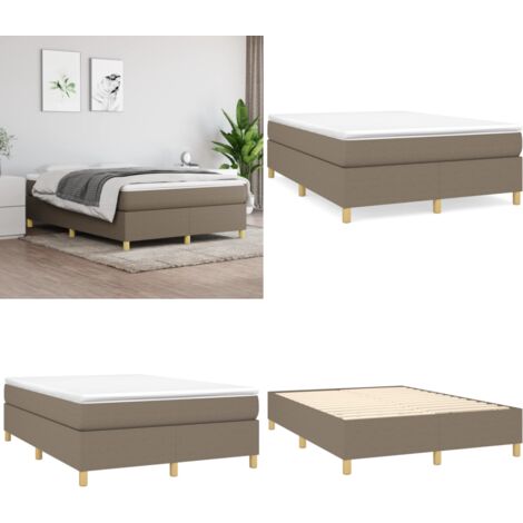 Bettgestell ohne Matratze Taupe 140x200 cm Stoff - Bettes Gestell - Doppelbett - Lattenrost - Holzrahmen - Stoffbettwäsche - Home & Living