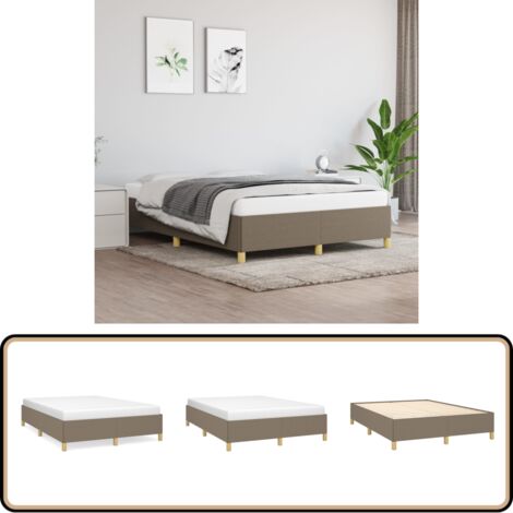 Bettgestell ohne Matratze Taupe 140x200 cm Stoff - Bettesrahmen - Doppelbett - Lattenrost - Schlafzimmermöbel - Massivholzmöbel