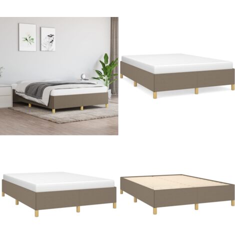 Bettgestell ohne Matratze Taupe 140x200 cm Stoff - Bettesrahmen - Doppelbett - Lattenrost - Schlafzimmermöbel - Massivholzmöbel - Home & Living