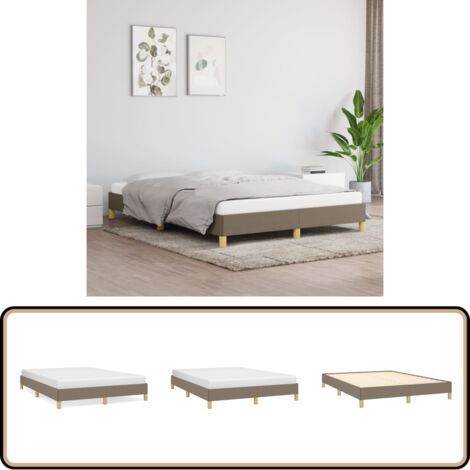 Bettgestell ohne Matratze Taupe 160x200 cm Stoff - Bettrahmen - Doppelbett - Lattenrost - Holzrahmen - Massivholzbette