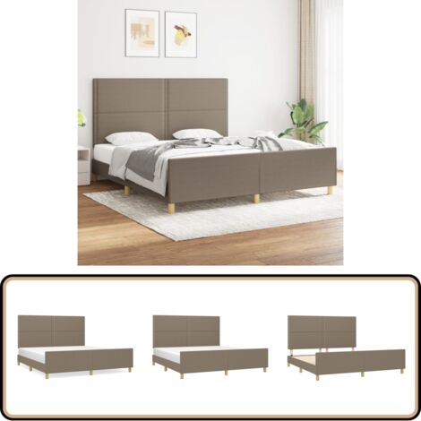Bettgestell ohne Matratze Taupe 180x200 cm Stoff - Bettgestell - Doppelbett - Lattenrost - Kopfendeckung - Holzrahmen