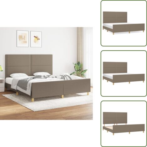 Bettgestell ohne Matratze Taupe 180x200 cm Stoff - Bettgestell - Doppelbett - Lattenrost - Kopfendeckung - Holzrahmen