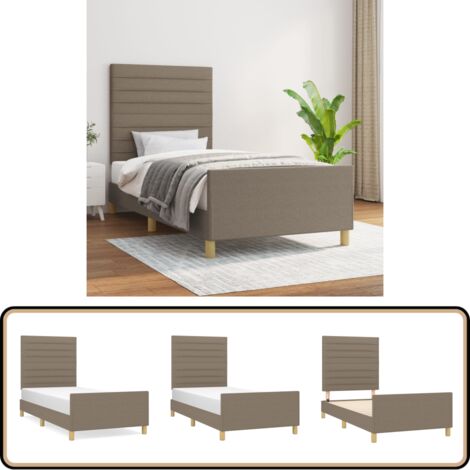 Bettgestell ohne Matratze Taupe 80x200 cm Stoff - Bettgestell - Holzrahmen - Lattenrost - Kopfteil - Doppelbett