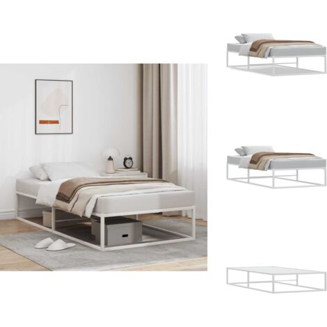 Bettgestell ohne Matratze Weiß 100x200 cm Metall - Bettgestell - Bettgestelle - Bettrahmen - Schlafzimmerbett