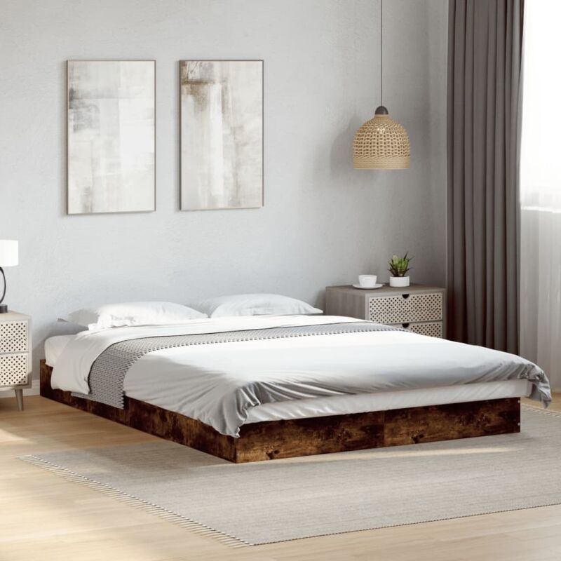 Bettgestell Ohne Matratze Räuchereiche 140x200 Cm Holzwerkstoff Vidaxl
