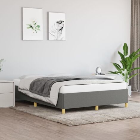 Bettgestell - Schlafzimmerbett/Doppelbett - Erwachsenenbett Dunkelgrau 140x200 cm Stoff XTJTE658978 BonneVie