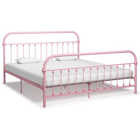 Bettgestell, Schlafzimmerbett/Doppelbett, Erwachsenenbett Rosa Metall 180x200 cm XTJTE155313 MaisonChic
