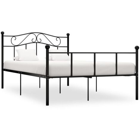 Bettgestell, Schlafzimmerbett/Doppelbett, Erwachsenenbett Schwarz Metall 120x200 cm XTJTE751431 BonneVie