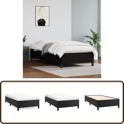 Bettgestell Schwarz 100x200 cm Kunstleder - Bettesrahmen - Doppelbett - Kunstlederbett - Schwarzes Bett - Boxspringbetten