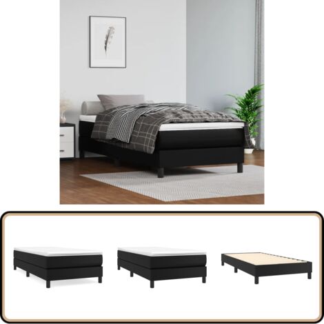 Bettgestell Schwarz 100x200 cm Kunstleder - Schlafzimmermöbel - Bettgestell - Doppelbett - Kunstlederbett - Schwarzes Bett