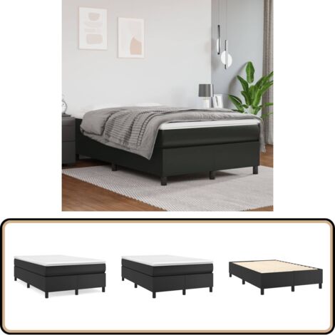 Bettgestell Schwarz 120x200 cm Kunstleder - Bettes Gestell - Doppelbett - Schlafzimmer Möbel - Kunstleder Bett - Schwarzes Bett