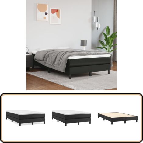 Bettgestell Schwarz 120x200 cm Kunstleder - Bettes Gestell - Schlafzimmer Möbel - Doppelbett - Kunstleder Bett - Schwarzes Bett