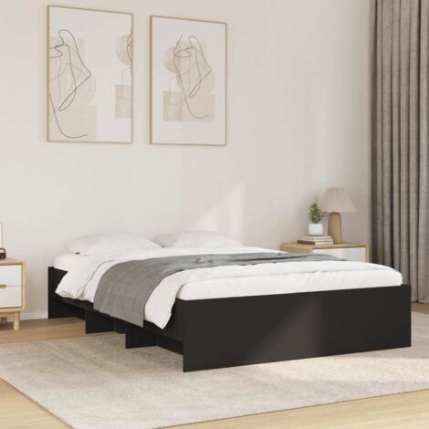 Bettgestell schwarz 140x200 cm aus Holzwerkstoff