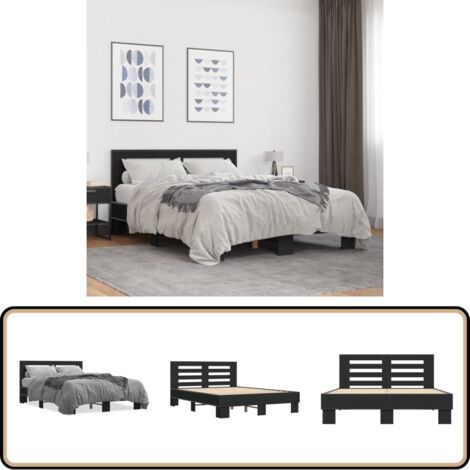 Bettgestell Schwarz 140x200 cm Holzwerkstoff und Metall - Schlafzimmer Möbel - Doppelbett - Boxspringbetten - Bettgestell - Massivholzbette