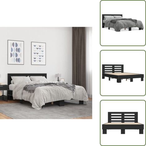 Bettgestell Schwarz 140x200 cm Holzwerkstoff und Metall - Schlafzimmer Möbel - Doppelbett - Boxspringbetten - Bettgestell - Massivholzbette