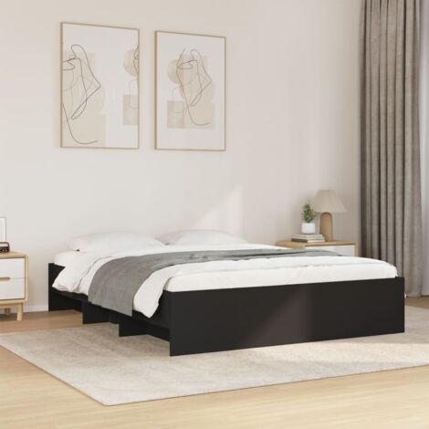 Bettgestell schwarz 160x200 cm aus Ingenieurholz