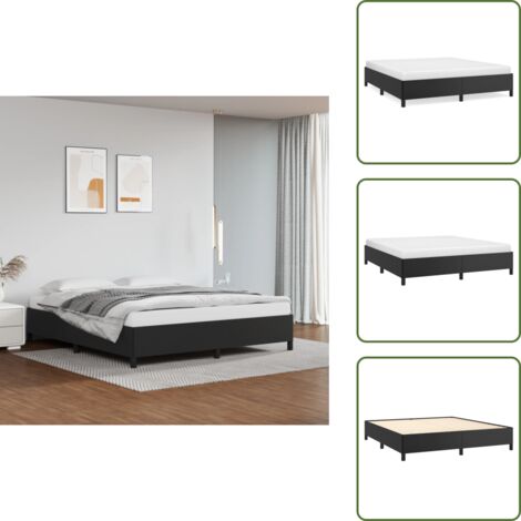 Bettgestell Schwarz 160x200 cm Kunstleder - Bettesrahmen - Doppelbett - Kunstlederbett - Schwarzes Bett - Boxspringbetten