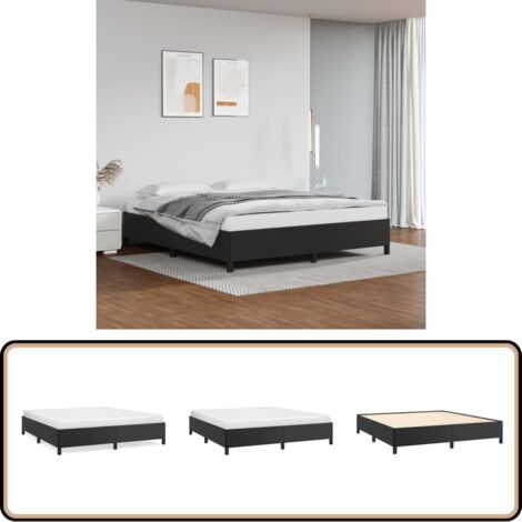 Bettgestell Schwarz 160x200 cm Kunstleder - Bettesrahmen - Doppelbett - Kunstlederbett - Schwarzes Bett - Boxspringbetten
