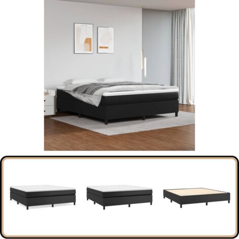 Bettgestell Schwarz 160x200 cm Kunstleder - Schlafzimmer Möbel - Betten Gestellen - Doppelbett - Kunstleder Bett - Schwarzes Bett