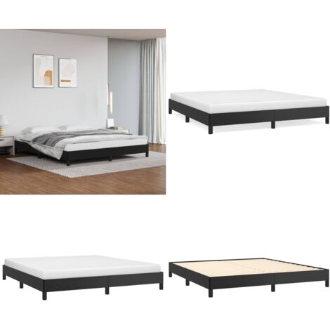 Bettgestell Schwarz 180x200 cm Kunstleder - Bettesrahmen - Doppelbett - Kunstlederbett - Schwarzes Bett - Boxspringbetten - Home & Living