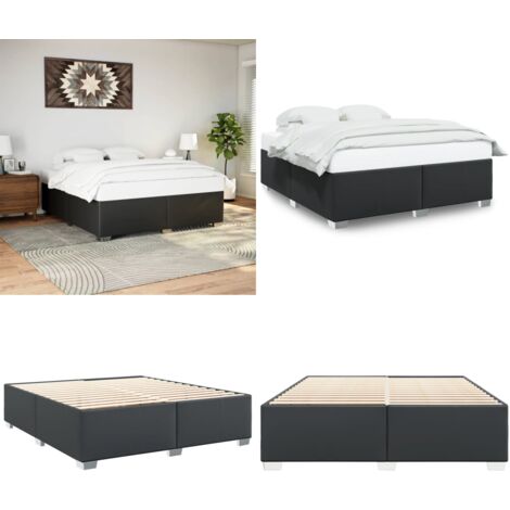 Bettgestell Schwarz 200x200 cm Kunstleder - Schlafzimmerbettwäsche - Doppelbett - Boxspringbett - Bettkasten - Bettrahmen - Home & Living