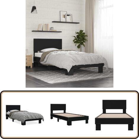 Bettgestell Schwarz 75x190 cm Holzwerkstoff und Metall - Bettes - Doppelbett - Boxspringbetten - Bettwäsche - Schlafzimmermöbel