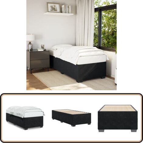 Bettgestell Schwarz 90x200 cm Samt - Samtbett - Doppelbett - Boxspringbettwäsche - Bettkasten - Schlafraumgestaltung