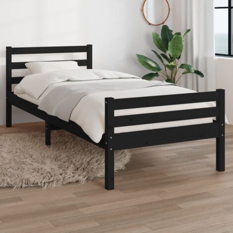 Bettgestell Schwarz Massivholz 100x200 cm