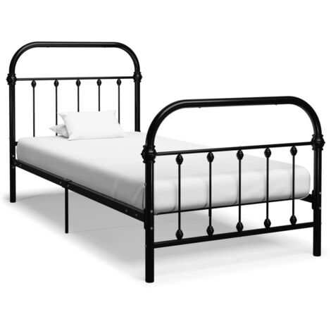 Bettgestell Schwarz Metall 100 × 200 cm vidaXL