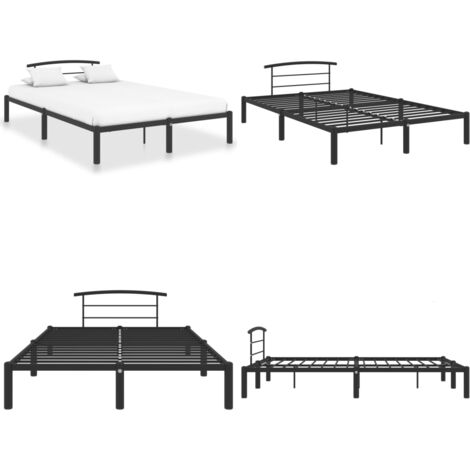 Bettgestell Schwarz Metall 140x200 cm - Metallbett - Doppelbettgestell - Bettgestell Schwarz - Boxspringrahmen - Schlafraum Dekoration - Home & Living