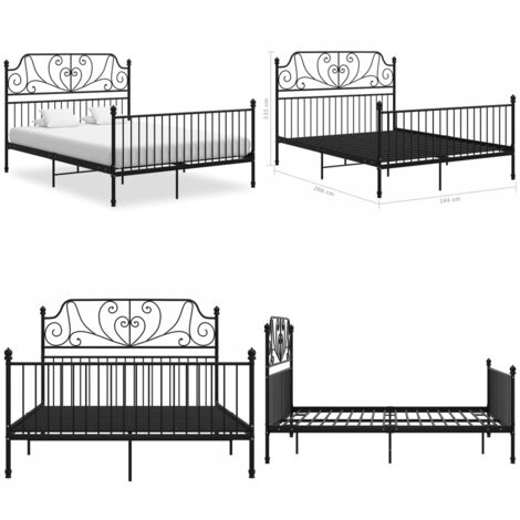 Bettgestell Schwarz Metall 140x200 cm - Schlafzimmer - Bettgestell
