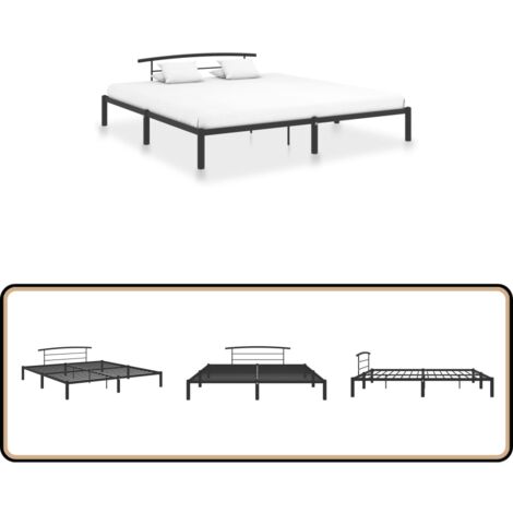 Bettgestell Schwarz Metall 180x200 cm - Metallbett - Doppelbett - Bettgestell Schwarz - Boxspringbett - Schlafraum Einrichten