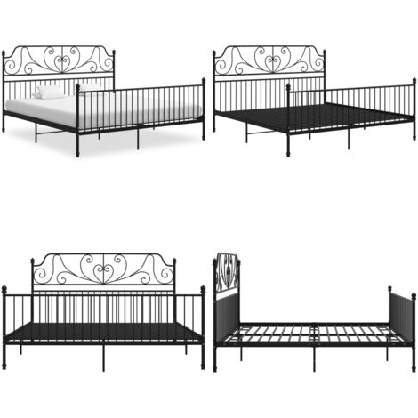 Bettgestell Schwarz Metall 180x200 cm - Metallbett - Doppelbett - Boxspringbetten - Bettrahmen - Schwarzes Bett - Home & Living