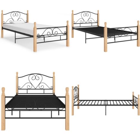 Bettgestell Schwarz Metall 90x200 cm - Einzelbett - Metallbett - Holzbett - Bettgestell - Doppelbett - Home & Living
