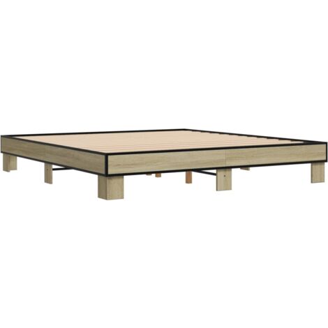 Bettgestell Sonoma-Eiche 160x200 cm Holzwerkstoff und Metall vidaXL
