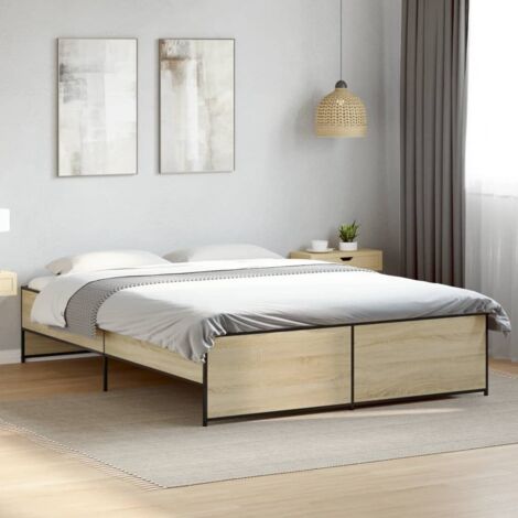 Bettgestell Sonoma-Eiche 160x200 cm Holzwerkstoff und Metall vidaXL