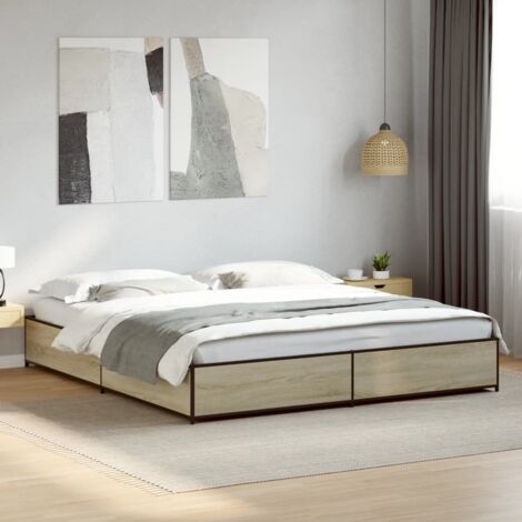 Bettgestell Sonoma-Eiche 180x200 cm Holzwerkstoff und Metall vidaXL