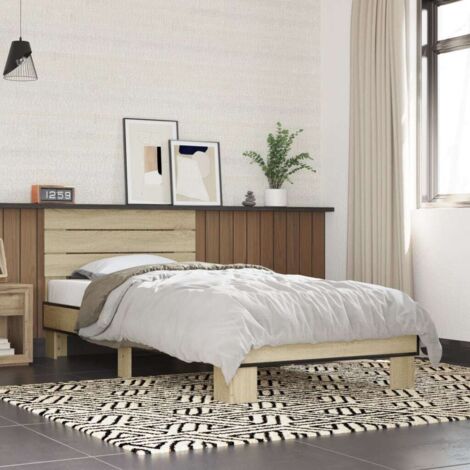 Bettgestell Sonoma-Eiche 90x200 cm Holzwerkstoff und Metall vidaXL